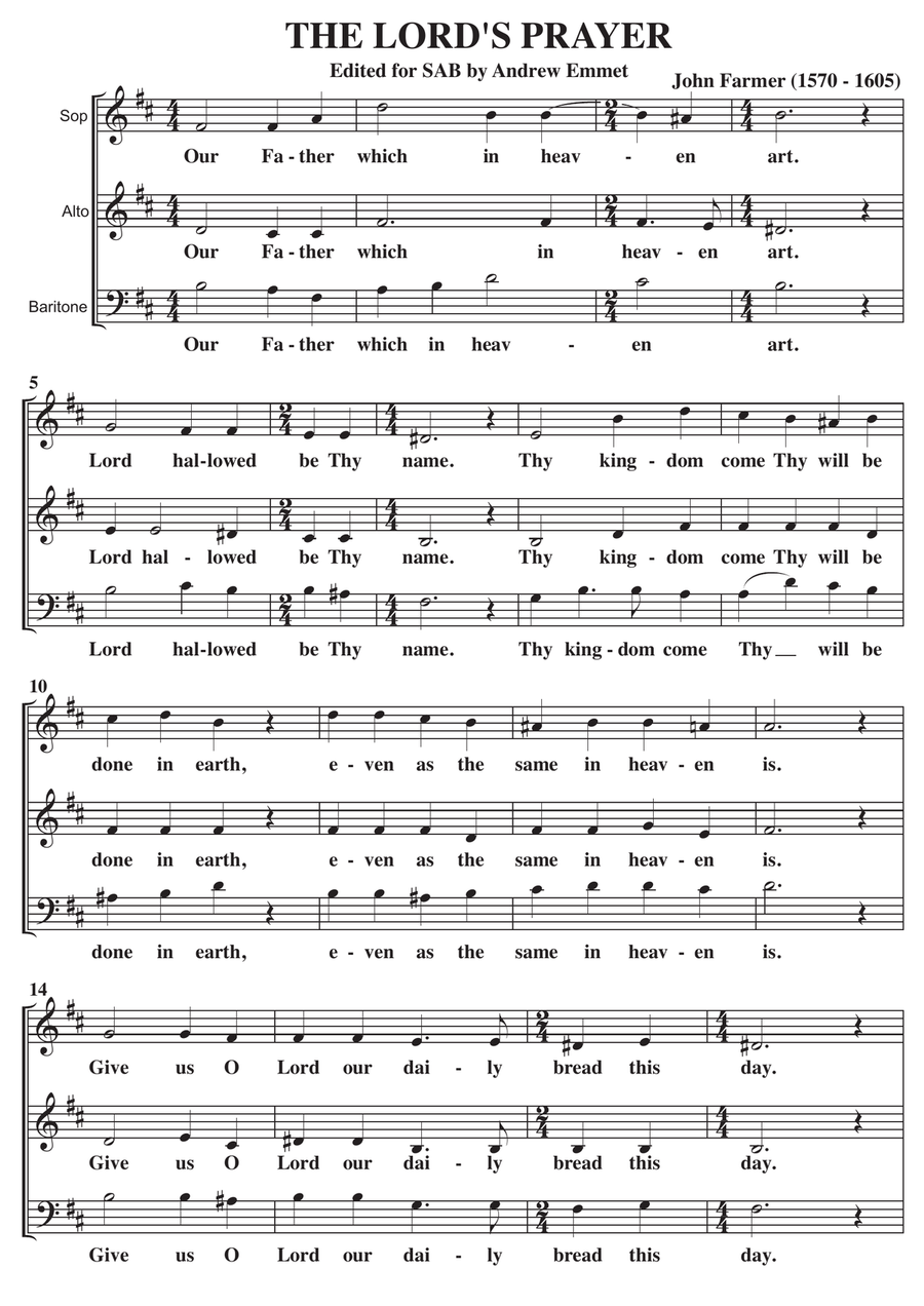 The Lord's Prayer A Cappella SAB 3-Part scores gallery preview page 1