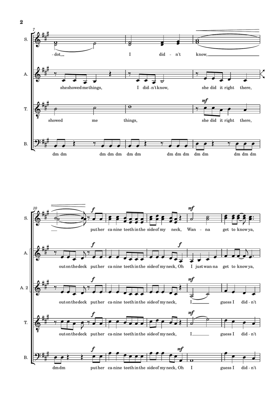 Medley: Hot To Go! with Red Wine Supernova, Good Luck, Babe!, Kaleidoscope, and Pink Pony Club Divisi scores gallery preview page 2
