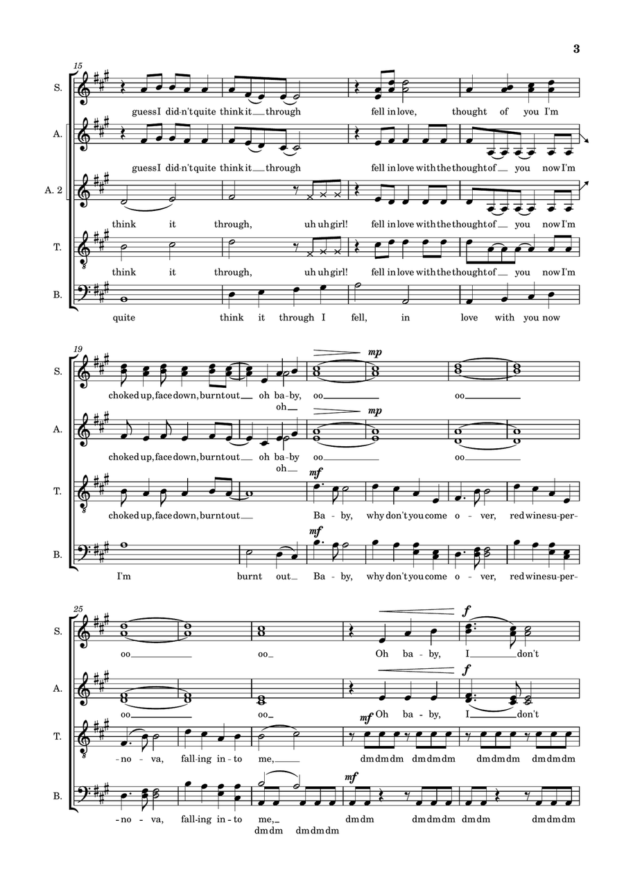 Medley: Hot To Go! with Red Wine Supernova, Good Luck, Babe!, Kaleidoscope, and Pink Pony Club Divisi scores gallery preview page 3