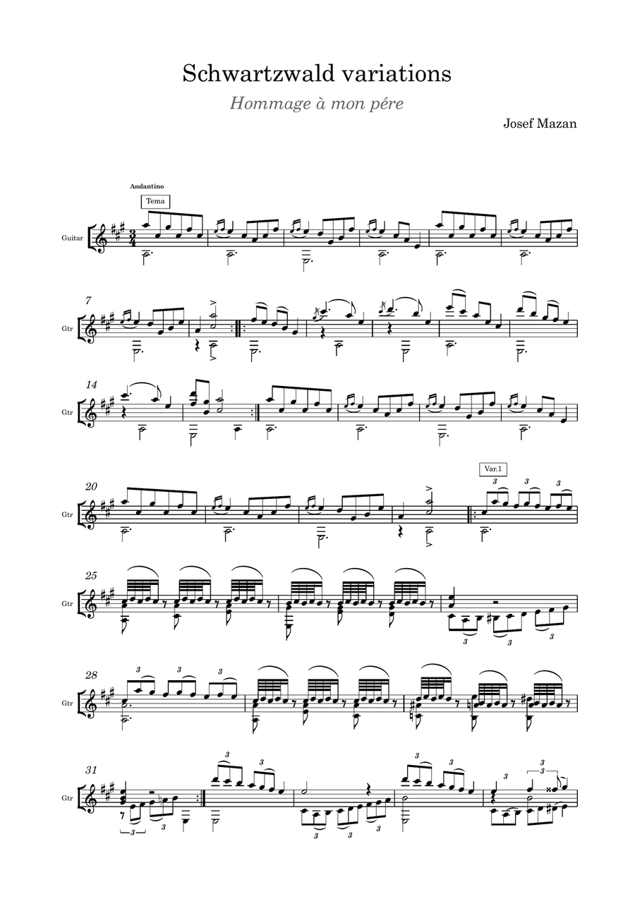 Schwartzwald variations Schwartzwald variations Acoustic Guitar scores gallery preview page 1