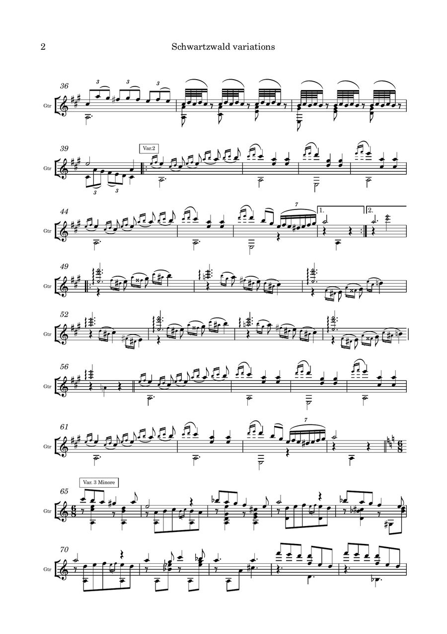 Schwartzwald variations Schwartzwald variations Acoustic Guitar scores gallery preview page 2