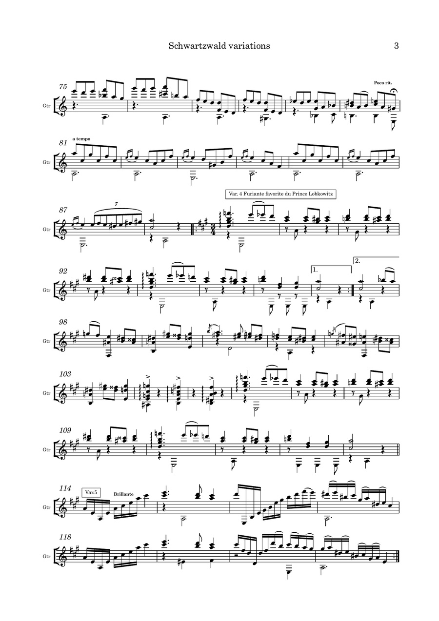 Schwartzwald variations Schwartzwald variations Acoustic Guitar scores gallery preview page 3