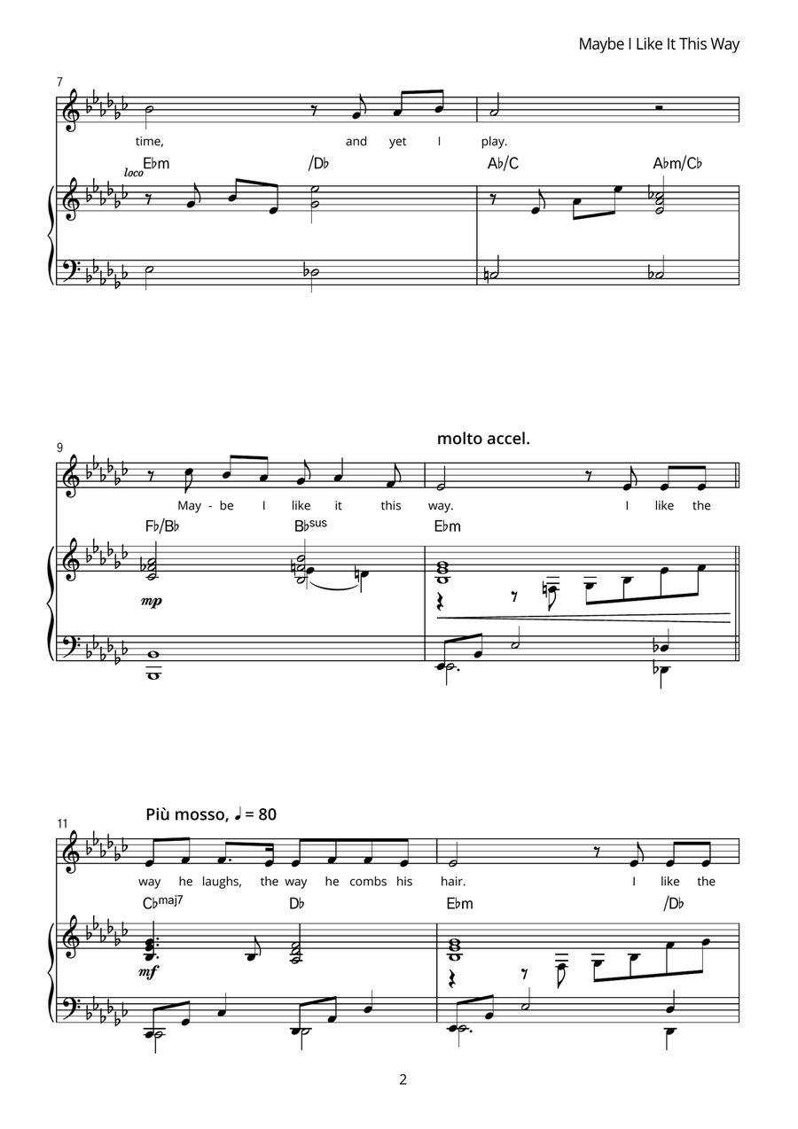 Maybe I Like It This Way Maybe I Like It This Way Piano, Vocal scores gallery preview page 3