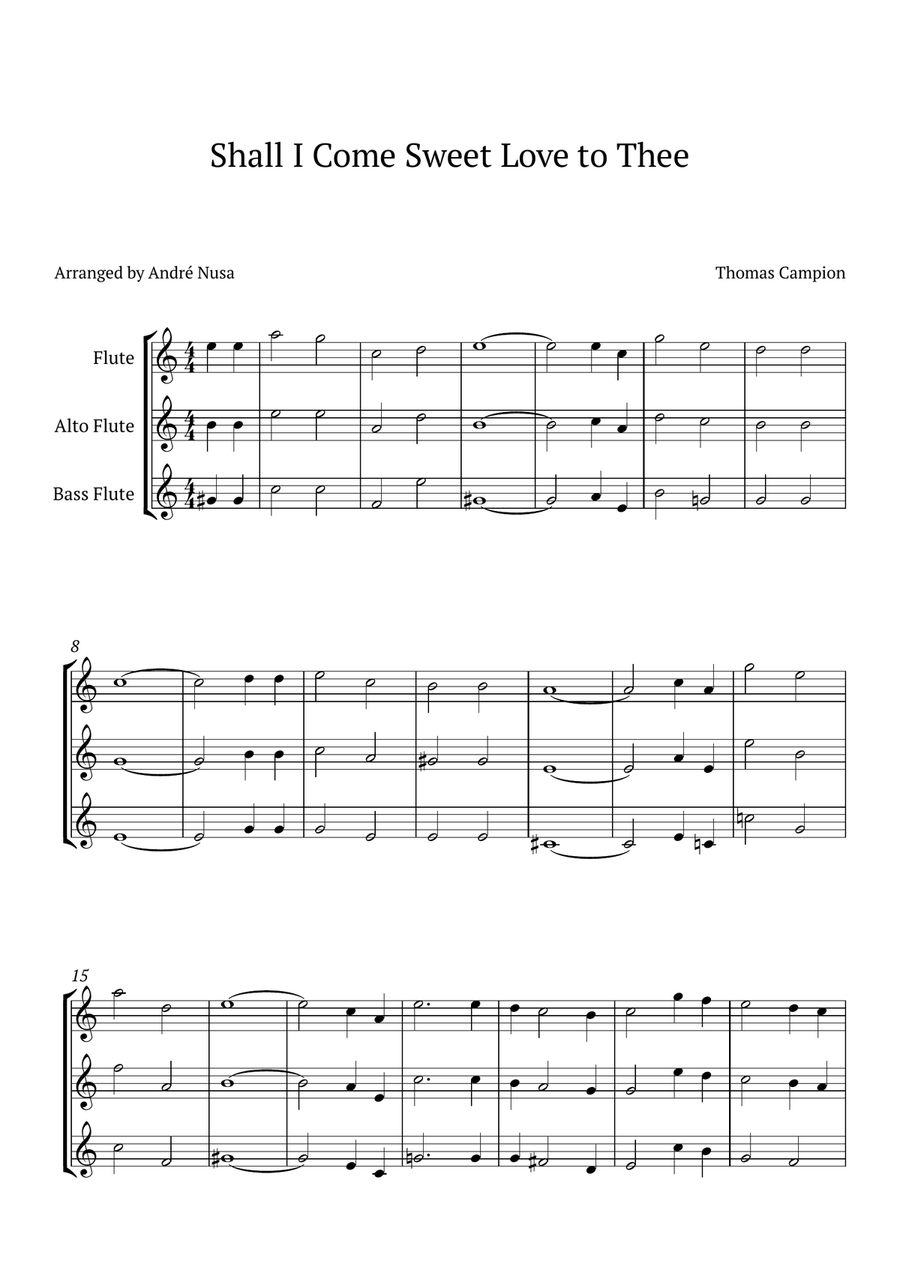 Shall I Come Sweet Love Woodwind Trio scores gallery preview page 1