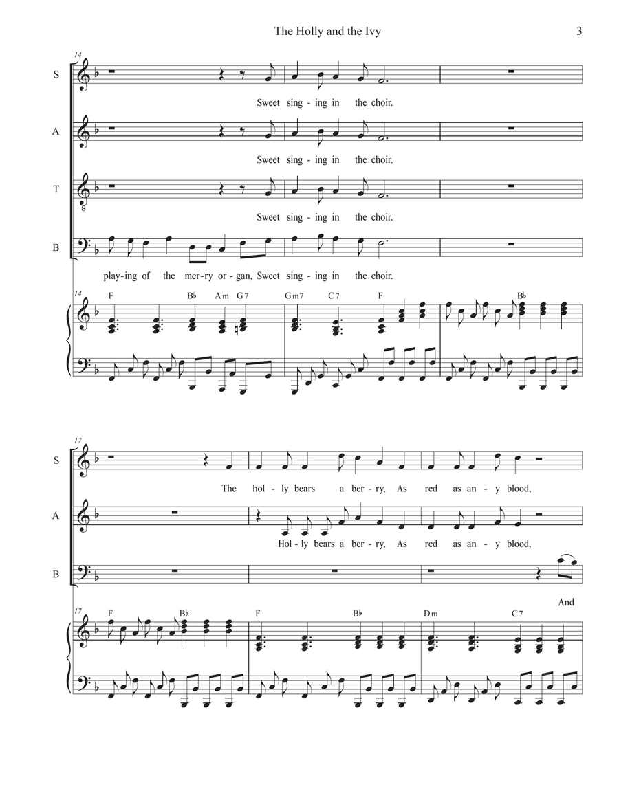 The Holly and the Ivy (Huapango Style) (Vocal Quartet - (SATB) 4-Part scores gallery preview page 3