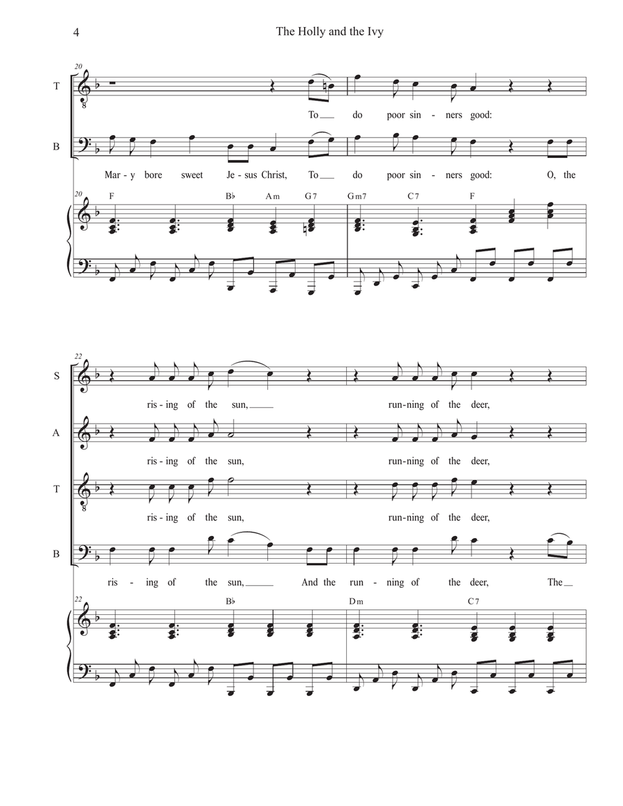 The Holly and the Ivy (Huapango Style) (Vocal Quartet - (SATB) 4-Part scores gallery preview page 4