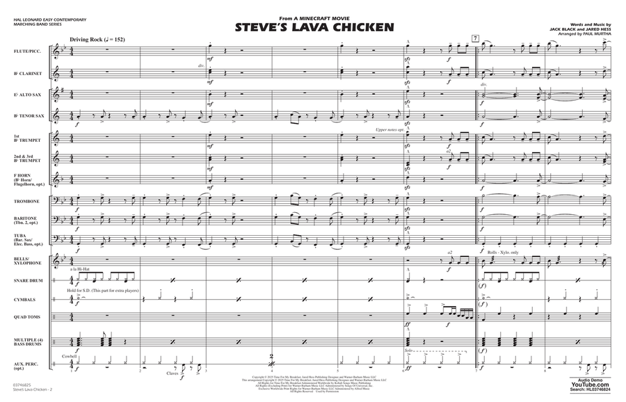 Steve's Lava Chicken (from A Minecraft Movie) (arr. Paul Murtha) - Conductor Score (Full Score) Marching Band scores gallery preview page 2