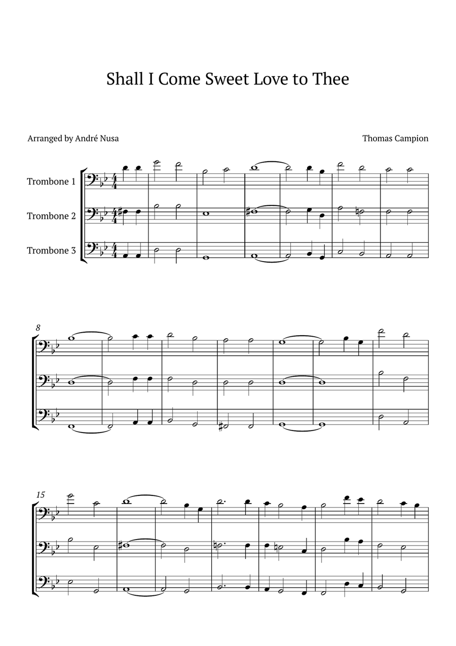 Shall I Come Sweet Love Trombone Trio scores gallery preview page 1