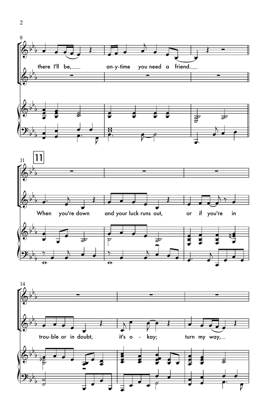 Anytime You Need A Friend 2-Part scores gallery preview page 2