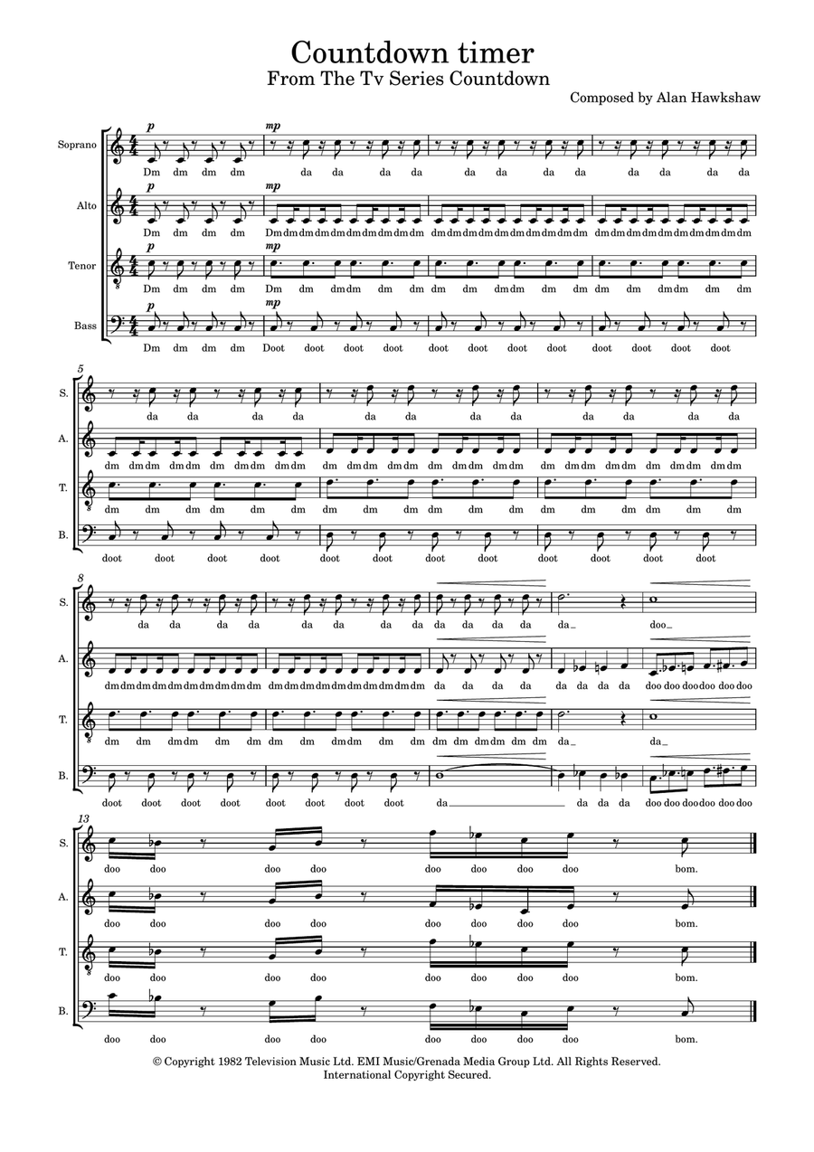 Countdown Countdown 4-Part scores gallery preview page 1