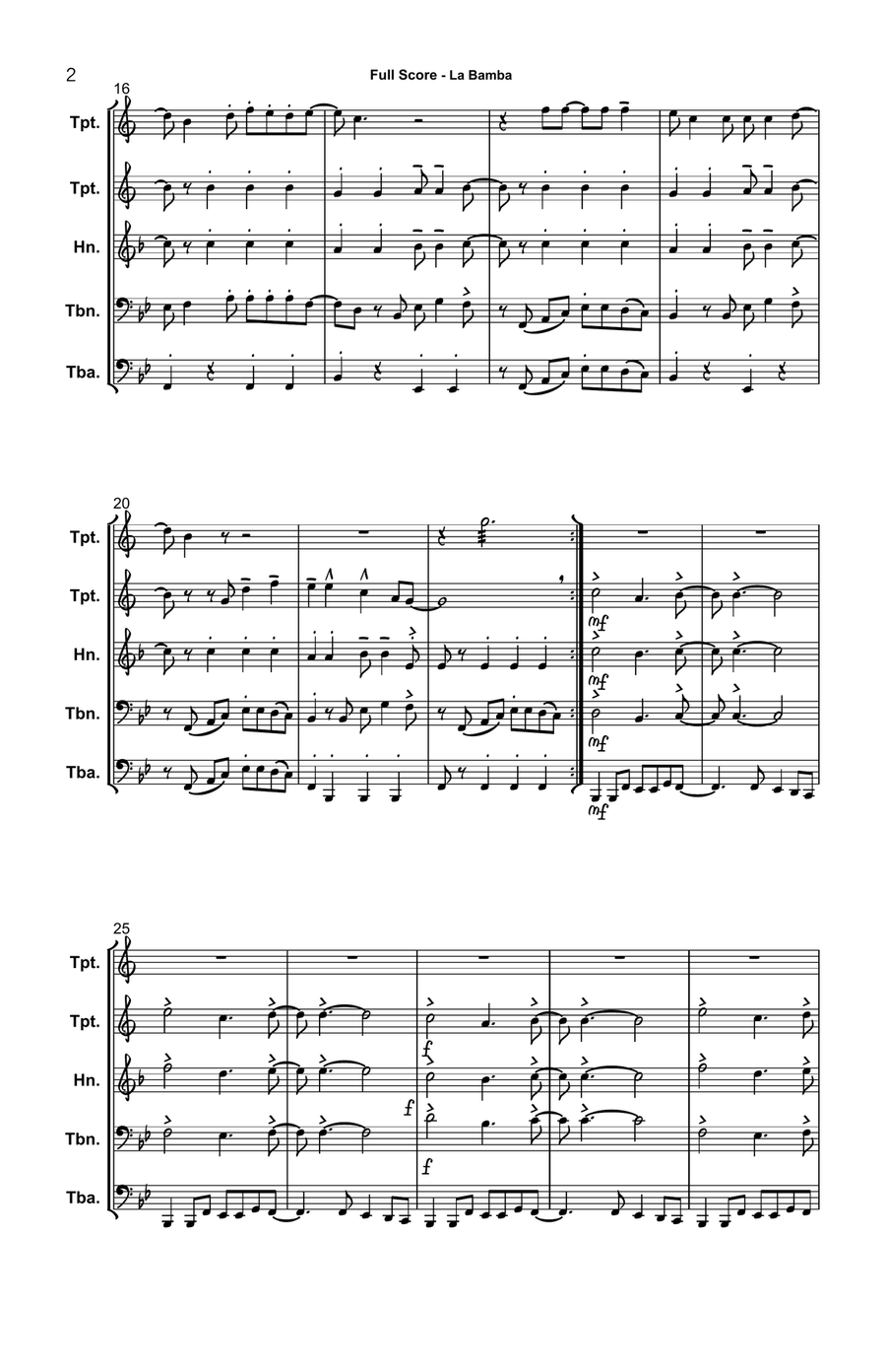 La Bamba La Bamba Brass Quintet scores gallery preview page 2