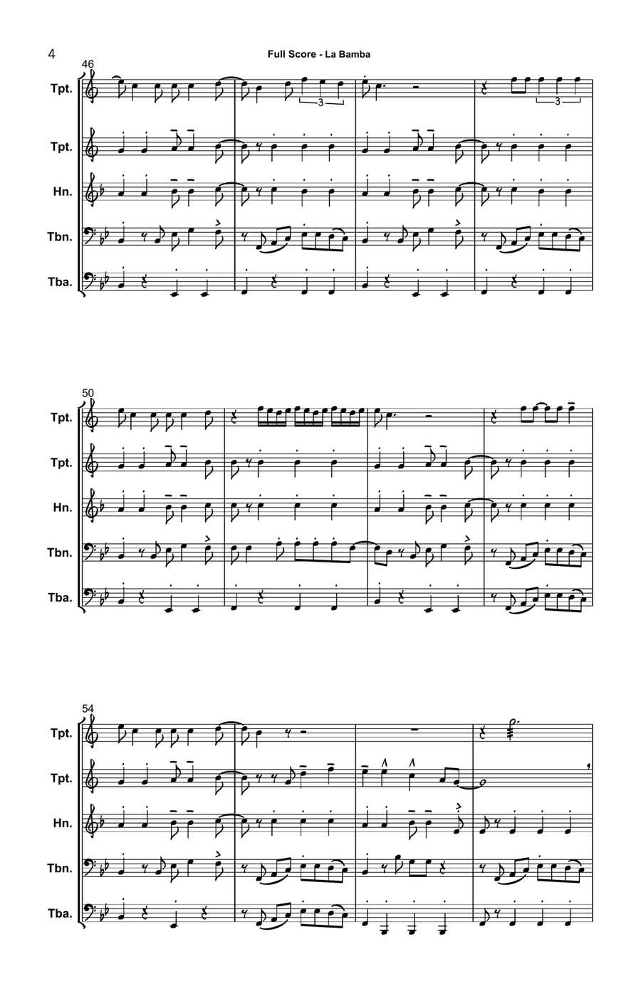 La Bamba La Bamba Brass Quintet scores gallery preview page 4