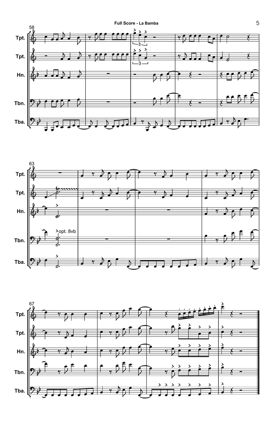 La Bamba La Bamba Brass Quintet scores gallery preview page 5
