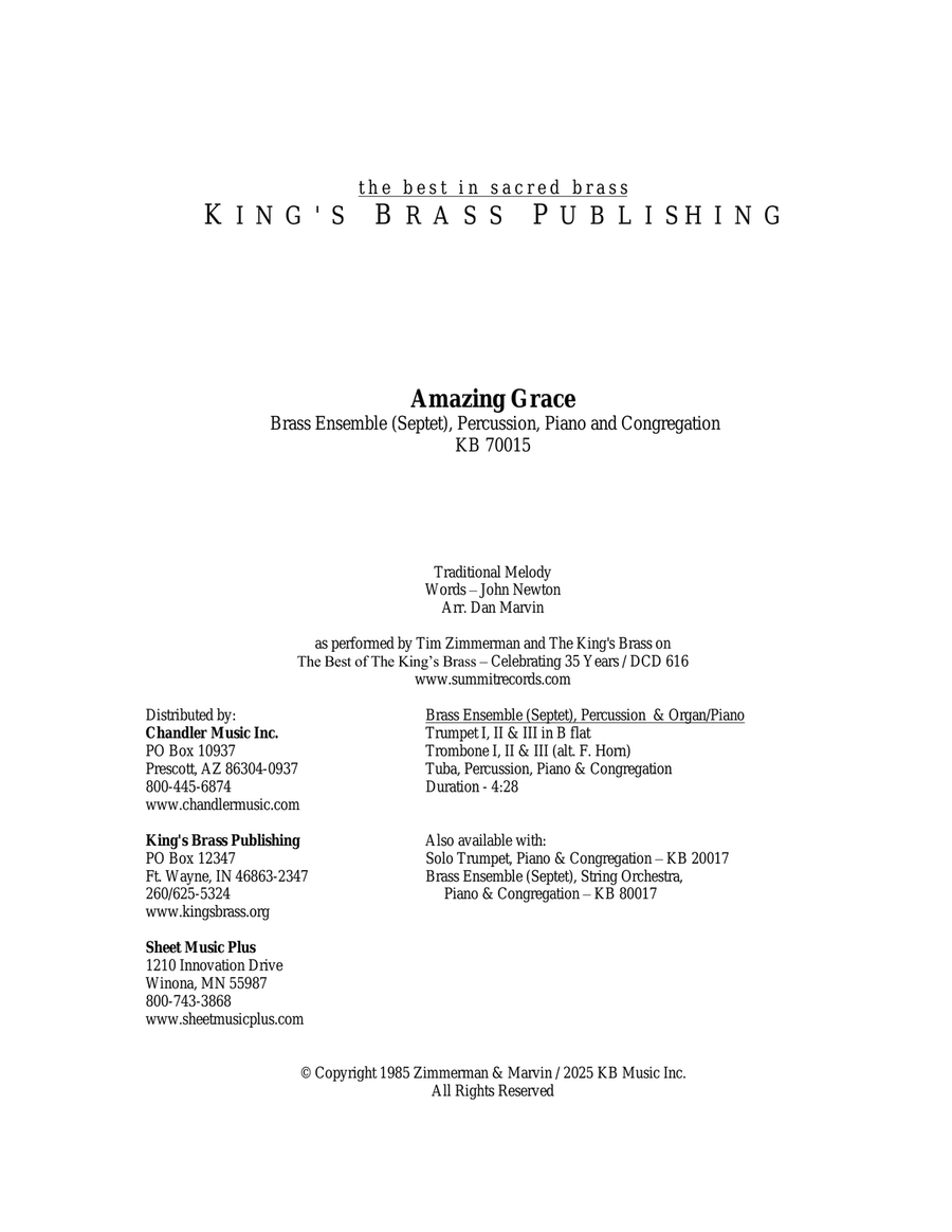Amazing Grace Large Ensemble scores gallery preview page 2