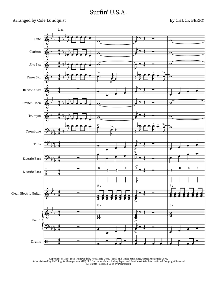 Surfin' U.S.A. Surfin' U.S.A. Marching Band scores gallery preview page 1