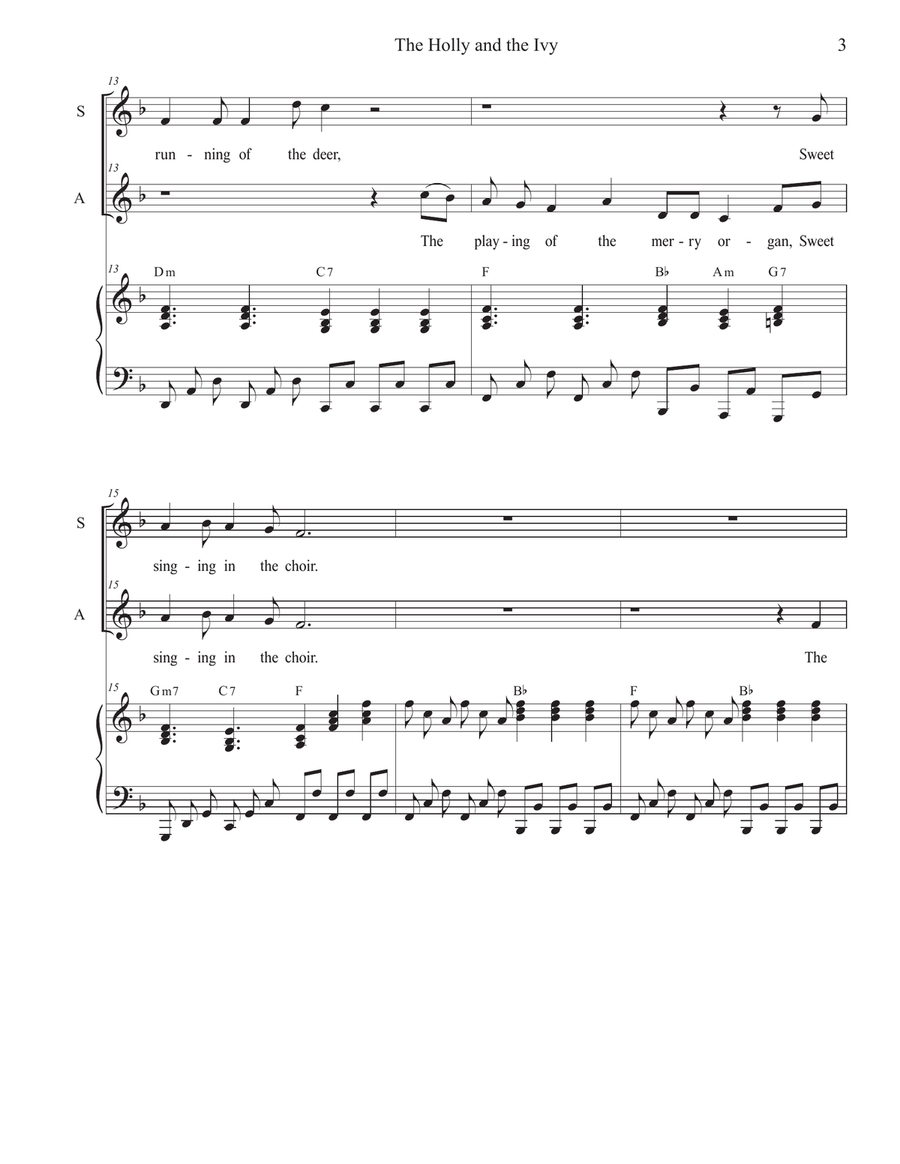 The Holly and the Ivy (Huapango Style) (Duet for Soprano and Alto solo) Alto Voice scores gallery preview page 3