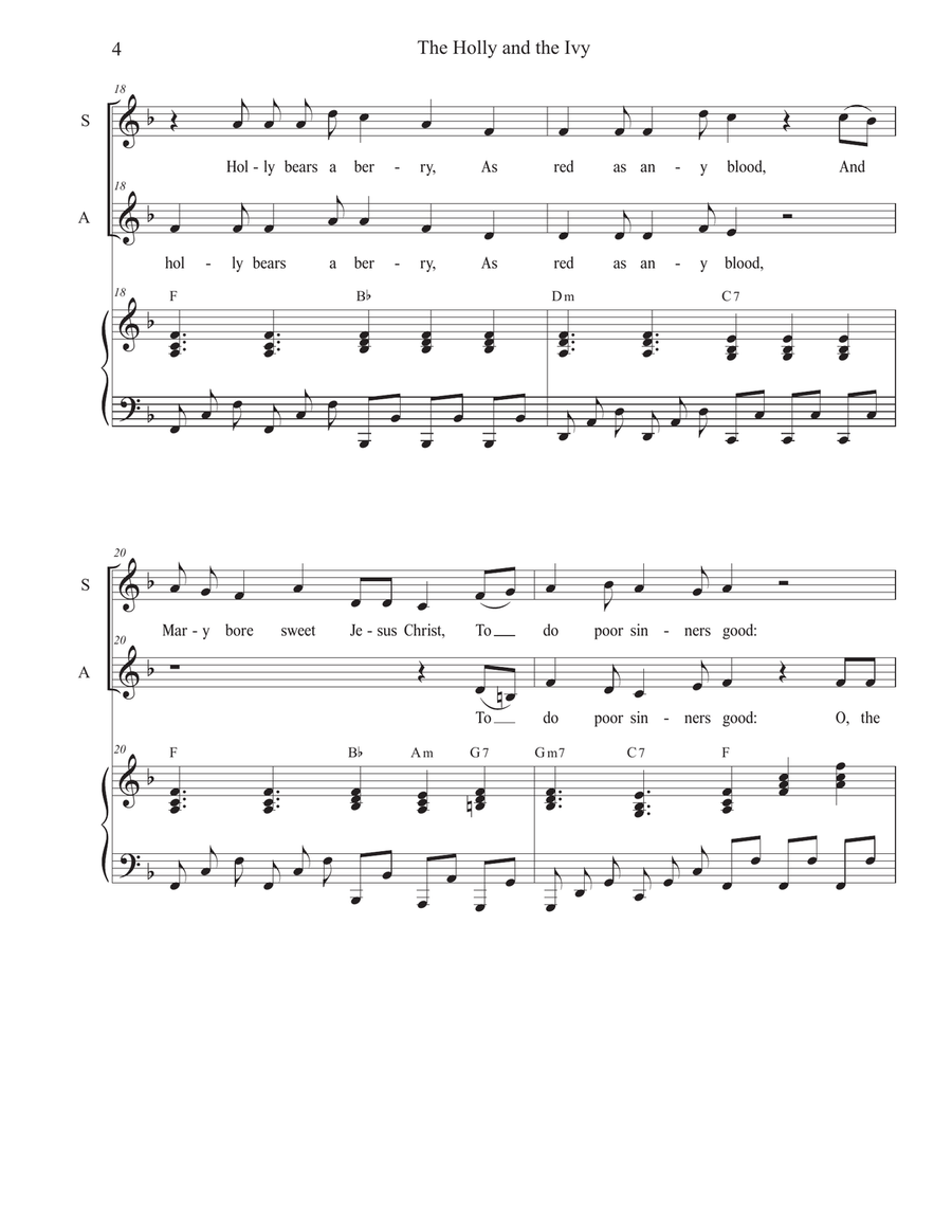 The Holly and the Ivy (Huapango Style) (Duet for Soprano and Alto solo) Alto Voice scores gallery preview page 4