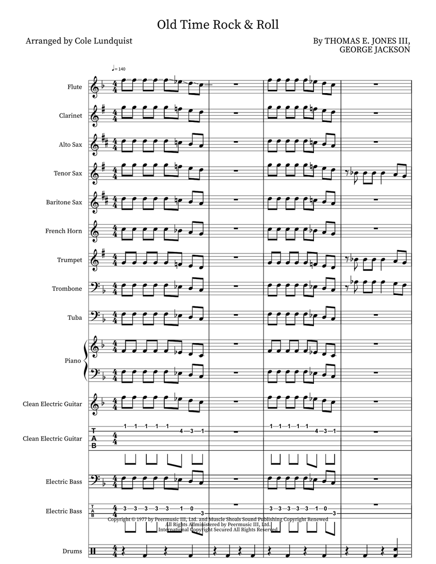 Old Time Rock & Roll Old Time Rock & Roll Marching Band scores gallery preview page 1