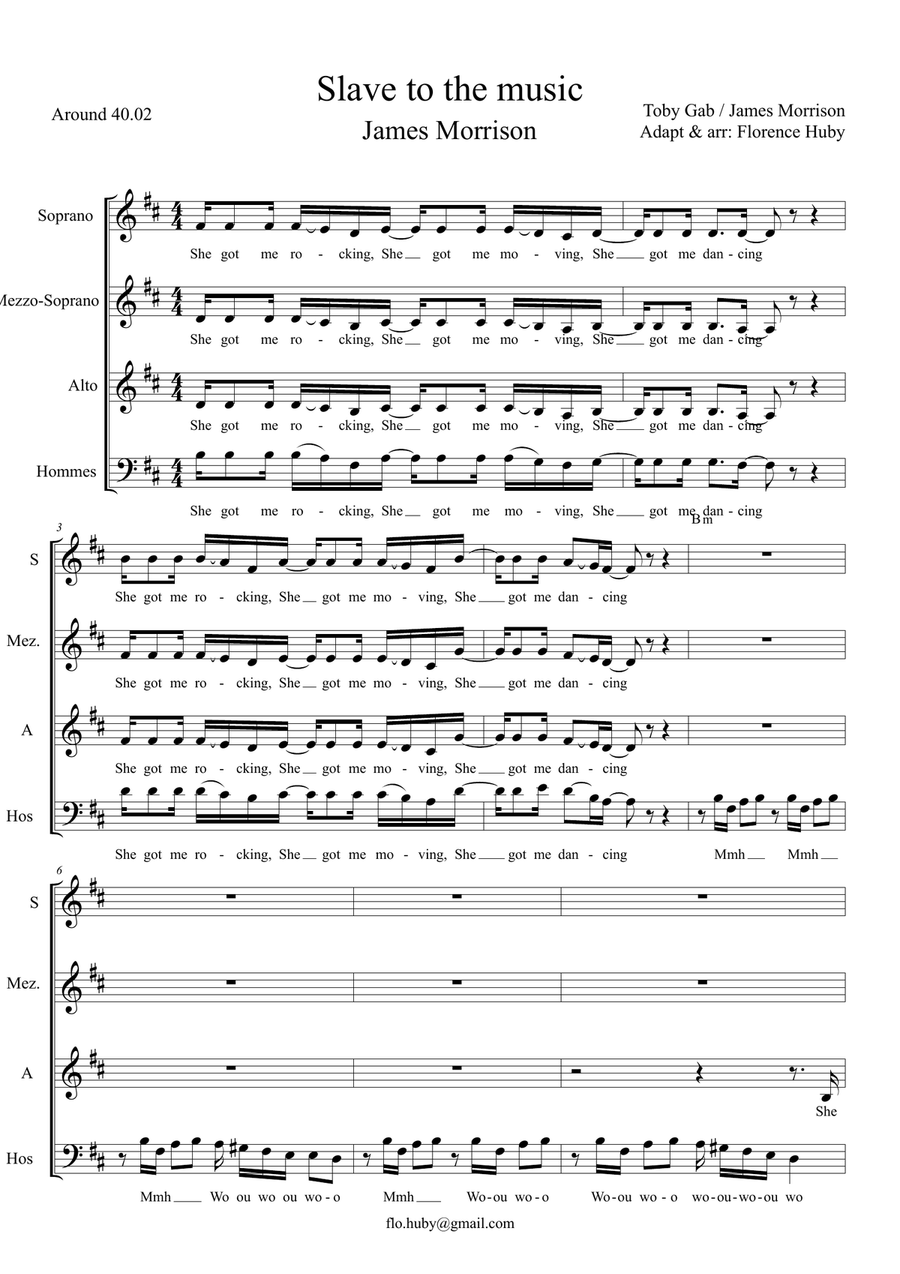 Slave to the music 4-Part scores gallery preview page 1