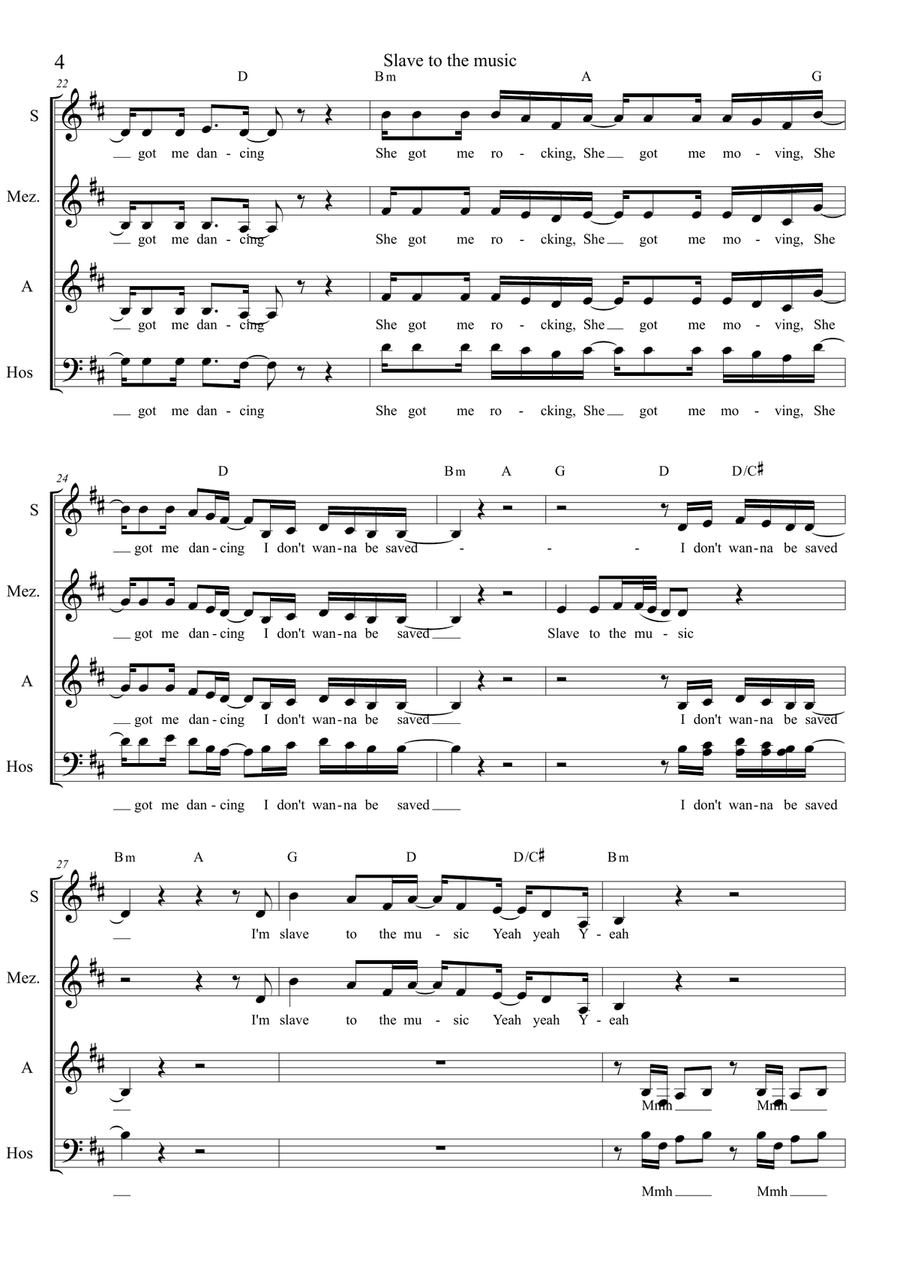 Slave to the music 4-Part scores gallery preview page 4