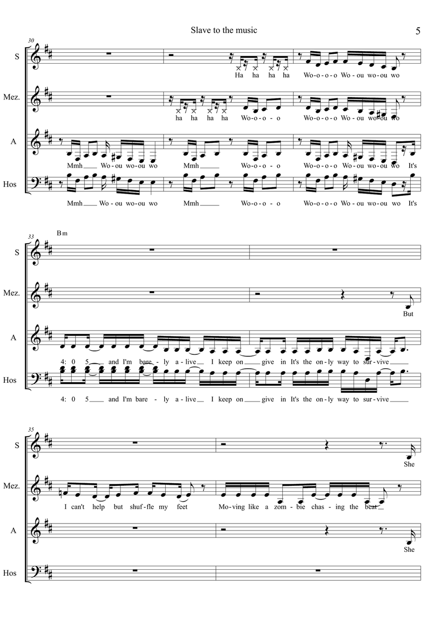 Slave to the music 4-Part scores gallery preview page 5