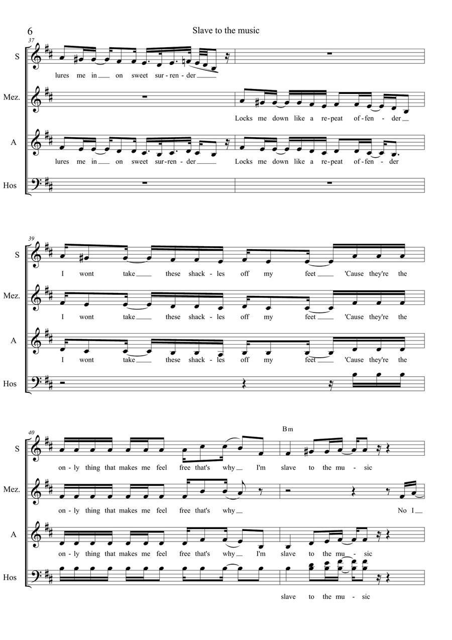 Slave to the music 4-Part scores gallery preview page 6