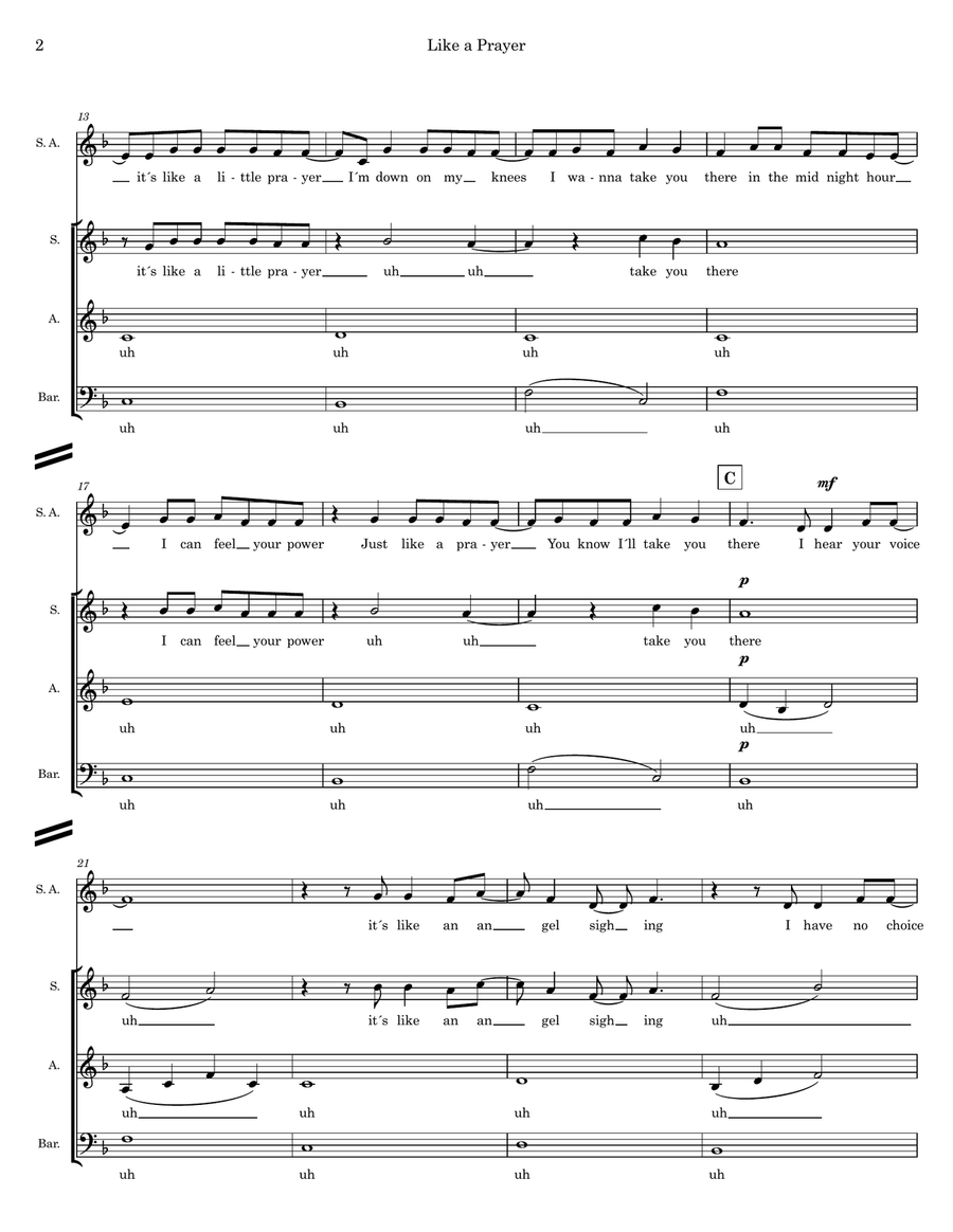 Like A Prayer Like A Prayer Choir scores gallery preview page 2