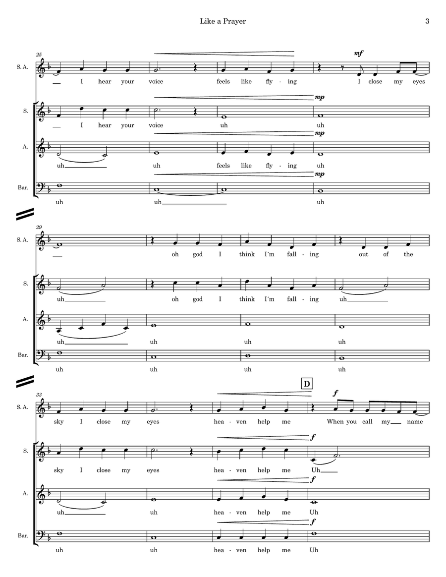 Like A Prayer Like A Prayer Choir scores gallery preview page 3