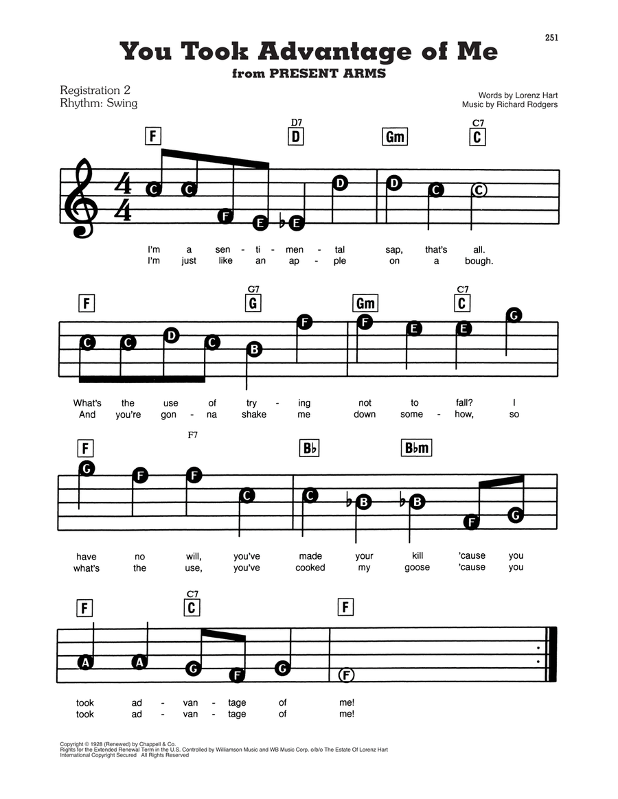 You Took Advantage Of Me (from Present Arms) Electronic Keyboard scores gallery preview page 1