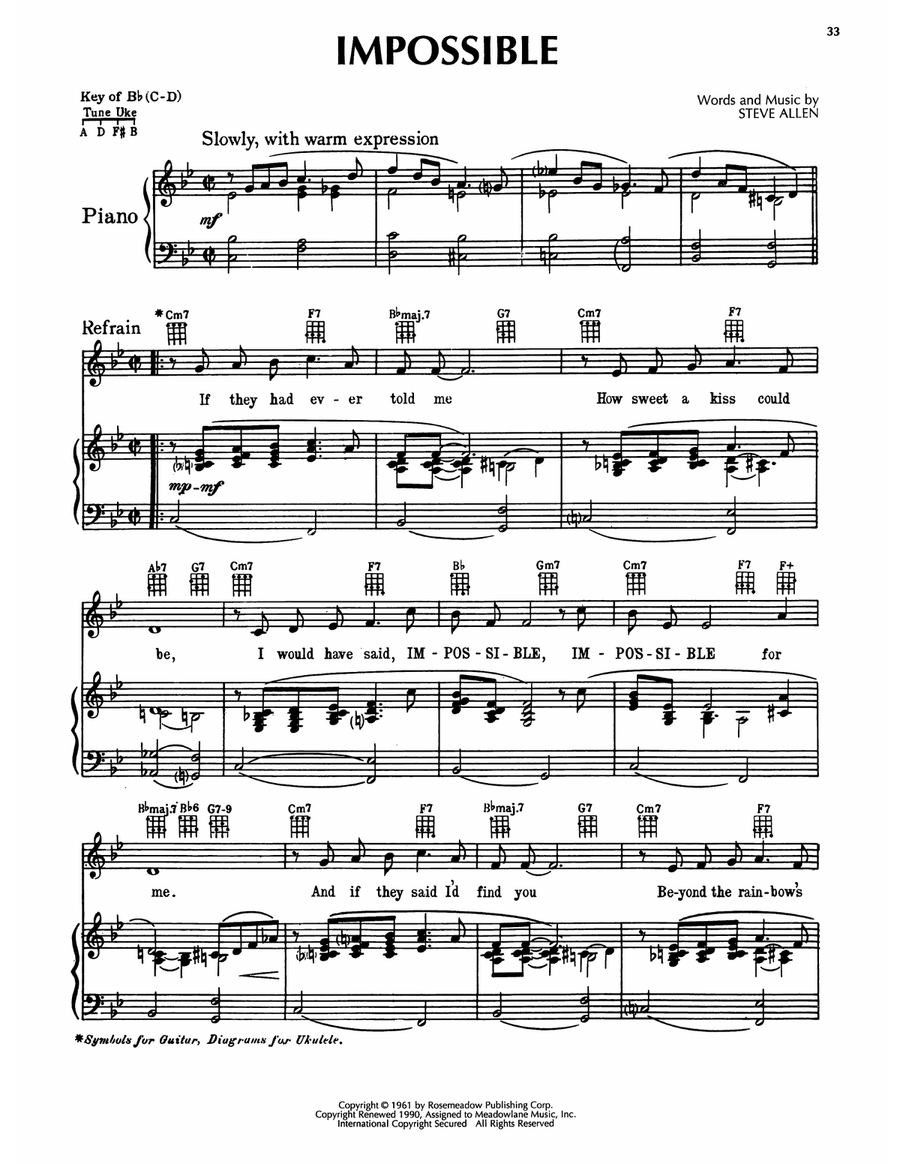 Impossible Impossible Piano, Vocal, Guitar scores gallery preview page 1