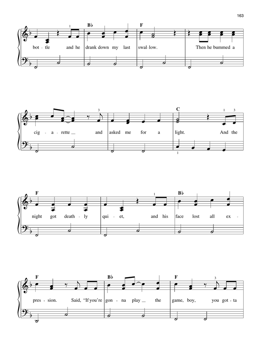 The Gambler The Gambler Easy Piano scores gallery preview page 3