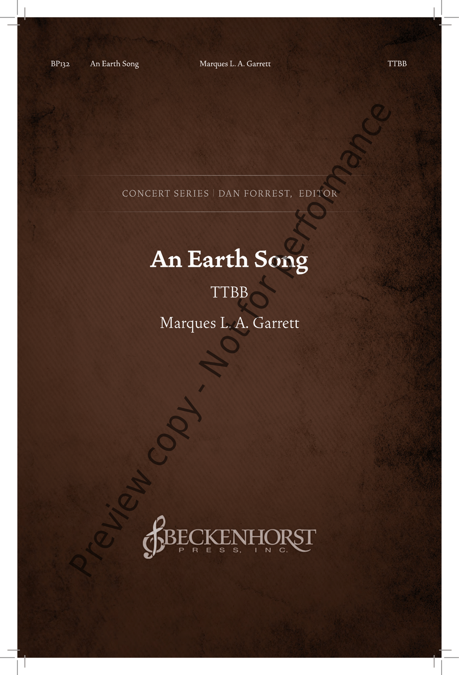 An Earth Song - TTBB An Earth Song - TTBB TTBB scores gallery preview page 2