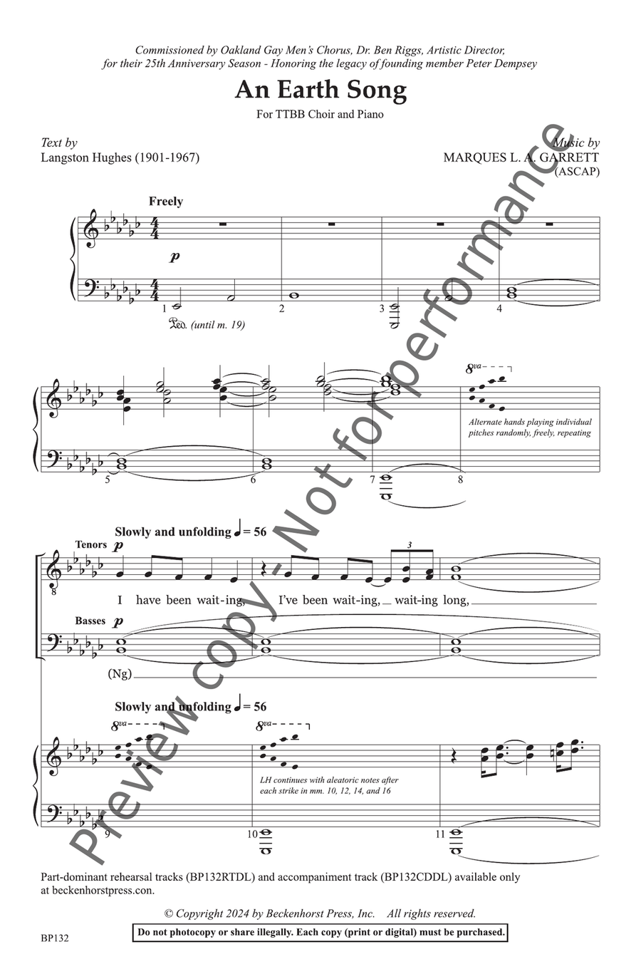 An Earth Song - TTBB An Earth Song - TTBB TTBB scores gallery preview page 3