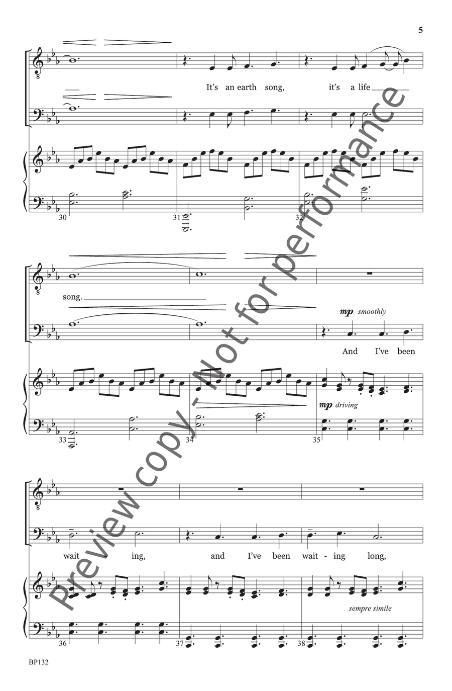 An Earth Song - TTBB An Earth Song - TTBB TTBB scores gallery preview page 6