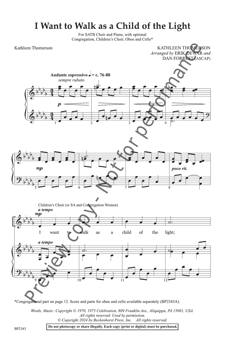 I Want to Walk as a Child of the Light School and Community scores gallery preview page 3