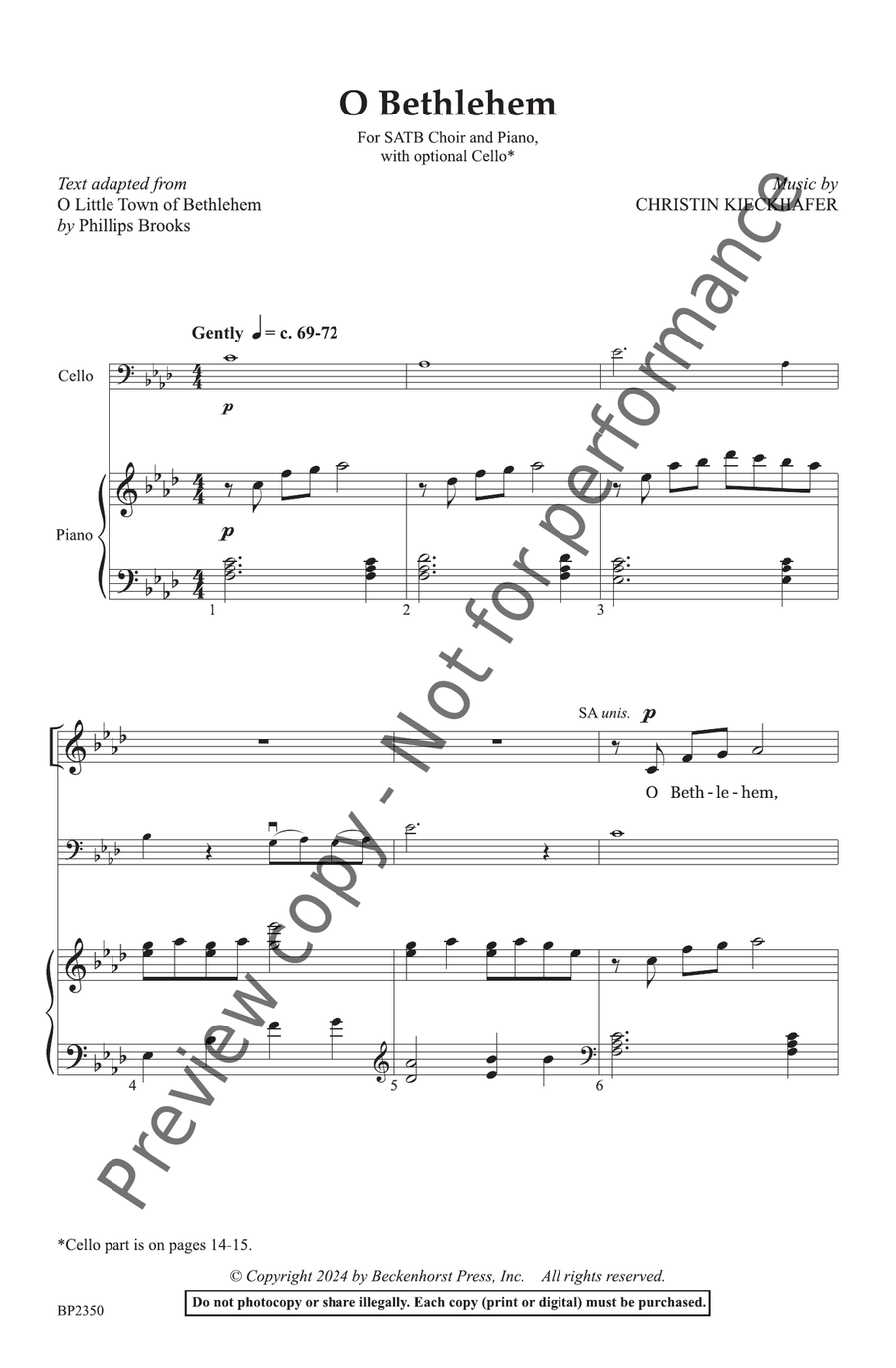 O Bethlehem School and Community - Sheet Music page 3