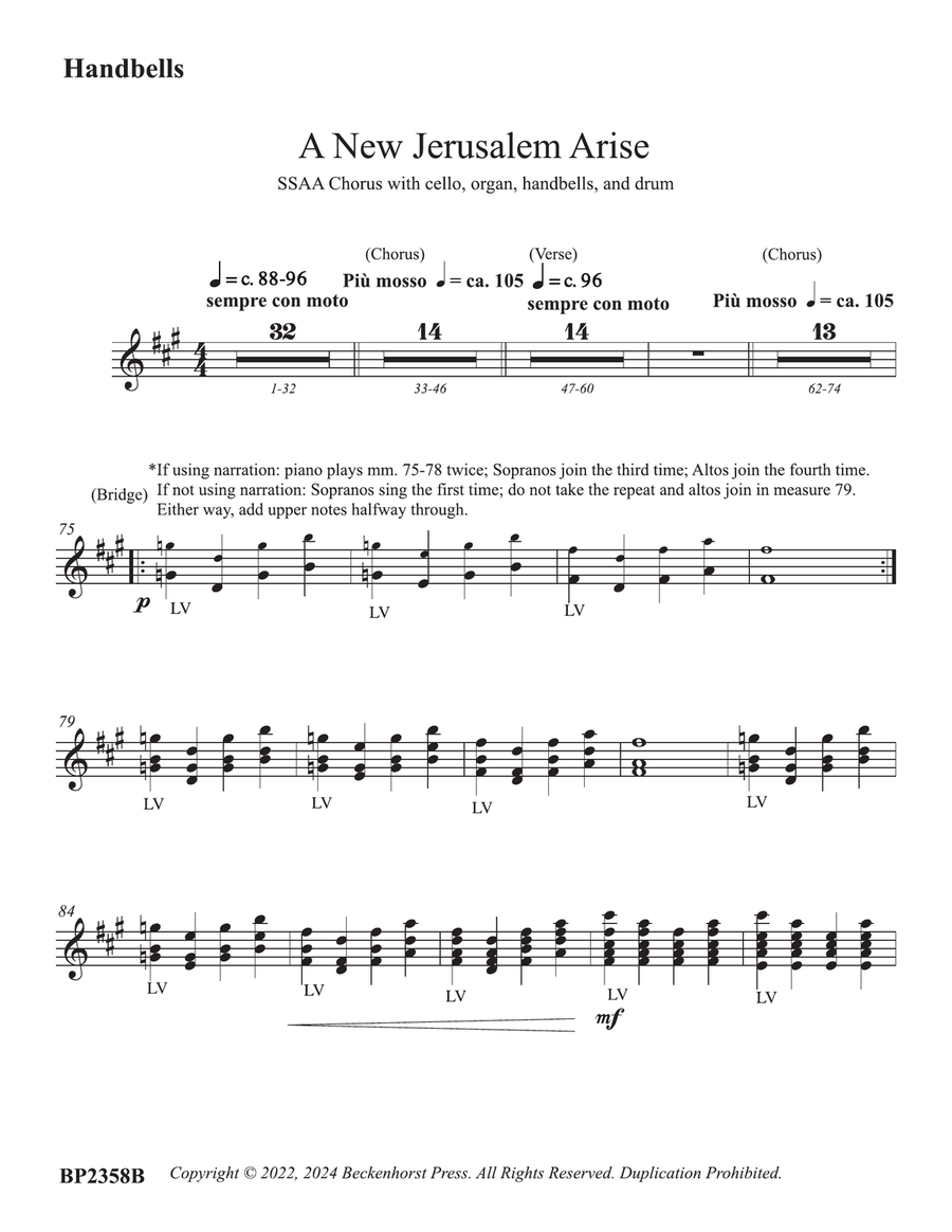 A New Jerusalem Arise - SSAA - handbell part SSAA scores gallery preview page 2