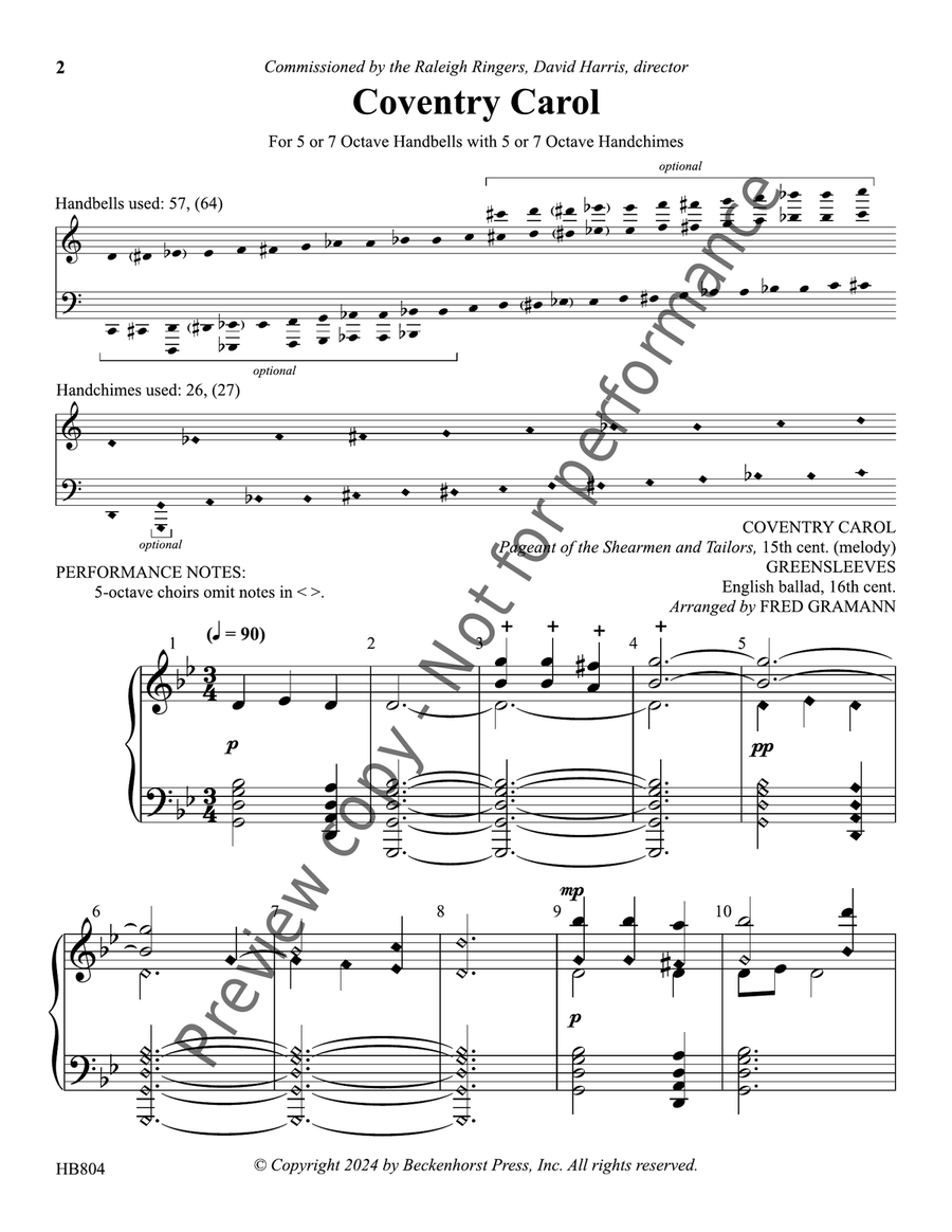 Coventry Carol - Gramann by Fred Gramann Handbell Choir - Sheet Music page 3