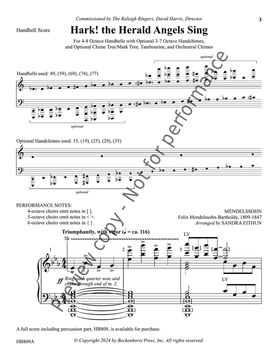 Hark the Herald Angels Sing - Eithun - handbell part Handbell Choir scores gallery preview page 4