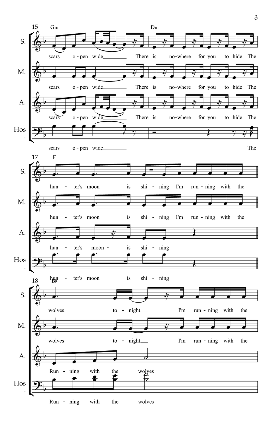Running with the wolves Running with the wolves Choir scores gallery preview page 3