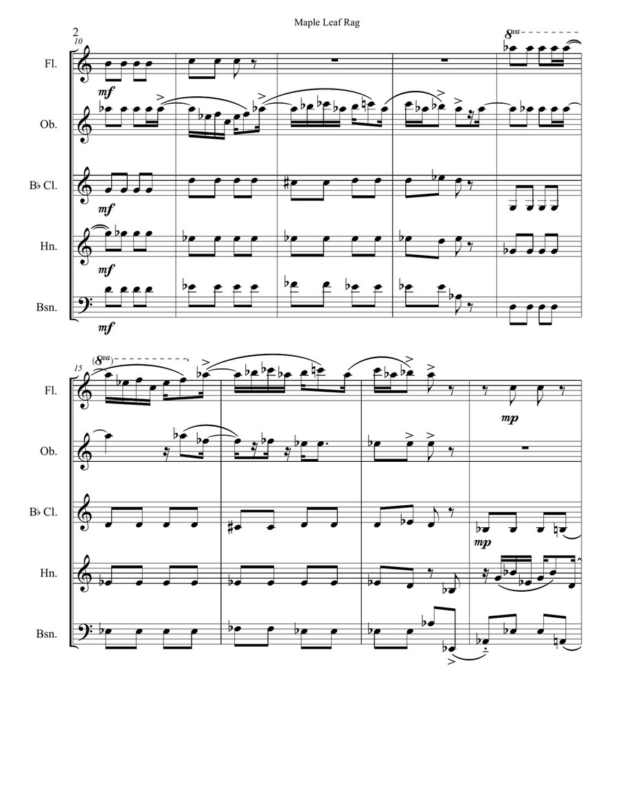 Maple Leaf Rag Maple Leaf Rag Woodwind Quintet scores gallery preview page 2