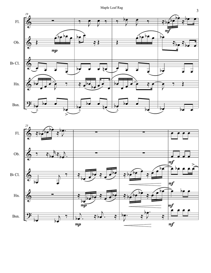 Maple Leaf Rag Maple Leaf Rag Woodwind Quintet scores gallery preview page 3