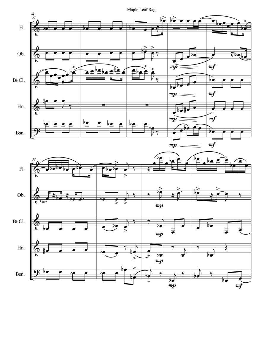 Maple Leaf Rag Maple Leaf Rag Woodwind Quintet scores gallery preview page 4