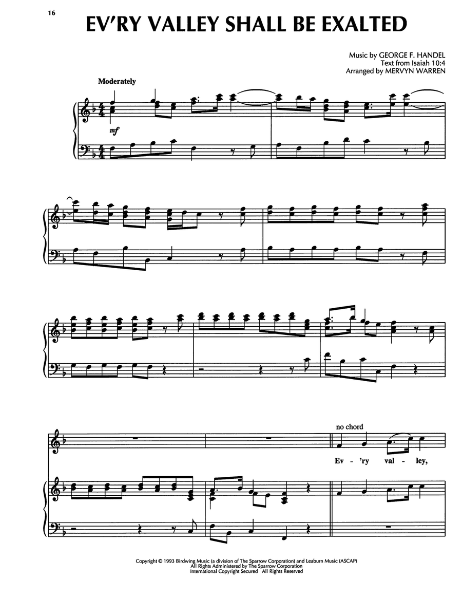 Ev'ry Valley Shall Be Exalted Piano, Vocal, Guitar scores gallery preview page 1