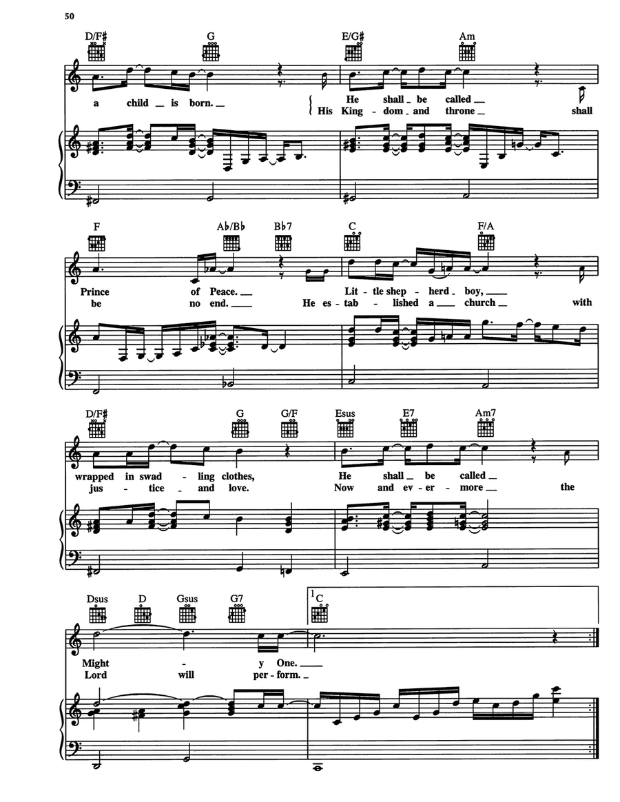 For Unto Us A Child Is Born by George Frideric Handel Piano, Vocal, Guitar - Digital Sheet Music page 3