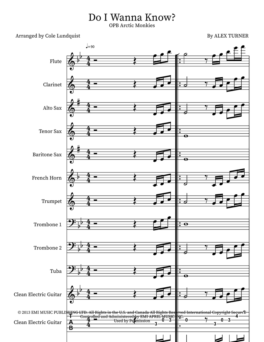 Do I Wanna Know? Do I Wanna Know? Marching Band scores gallery preview page 1