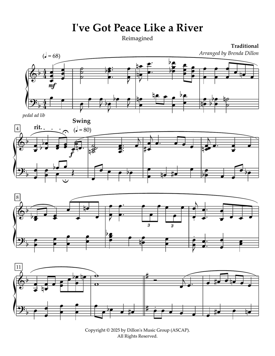 I've Got Peace Like a River Piano Solo scores gallery preview page 1