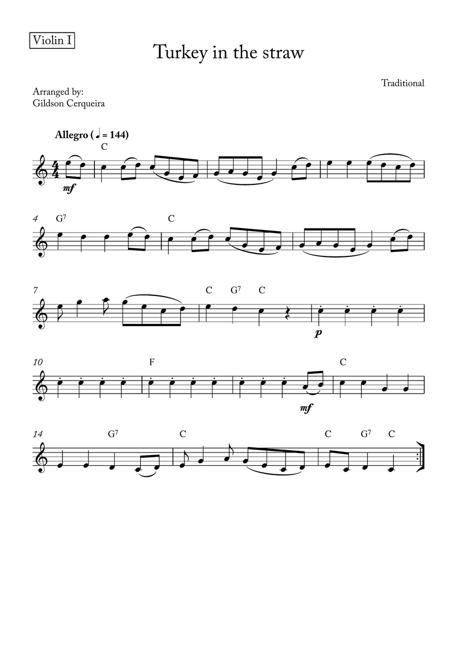 Turkey in the straw Turkey in the straw String Orchestra scores gallery preview page 4