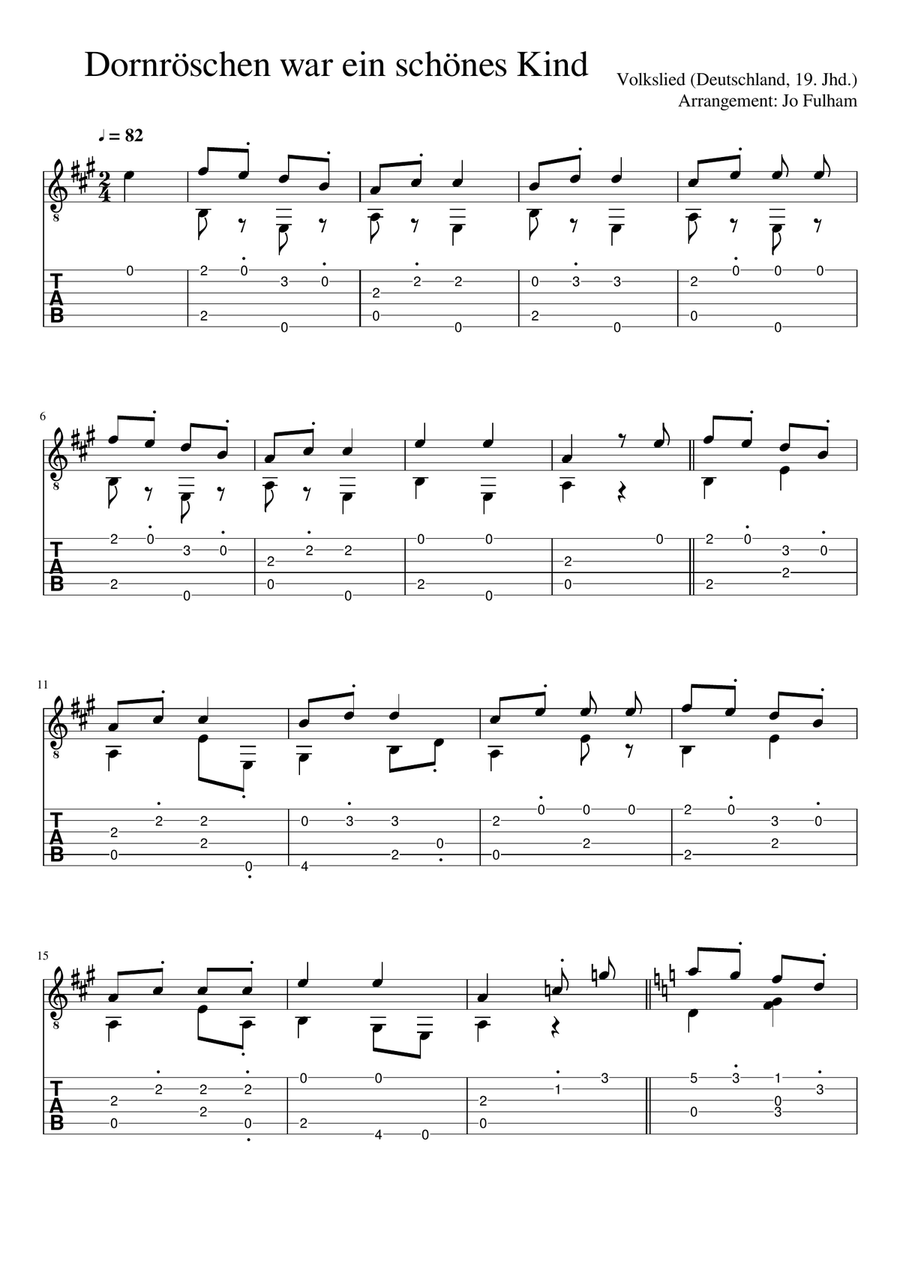 Dornröschen war ein schönes Kind Acoustic Guitar scores gallery preview page 1