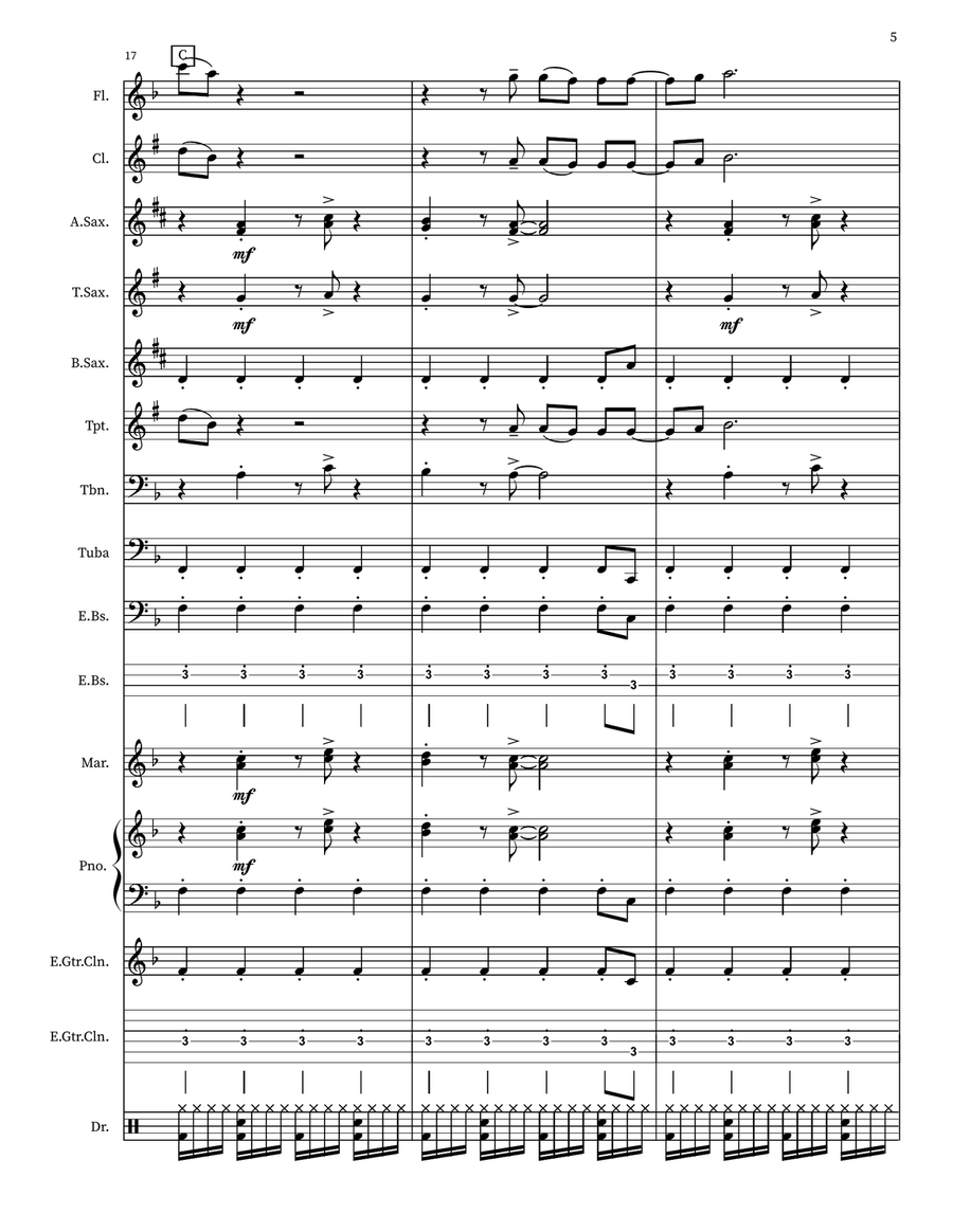 Crazy Train Crazy Train Marching Band scores gallery preview page 5